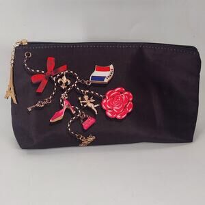Lancôme Paris Francophile Eiffel Tower Charm Makeup Bag Pouch Black Purse Luxe